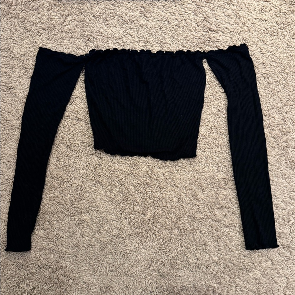 Forever 21 Black Ruffled Crop Top